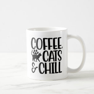 Caneca De Café Café, Gatos e Resfriamento - Preto