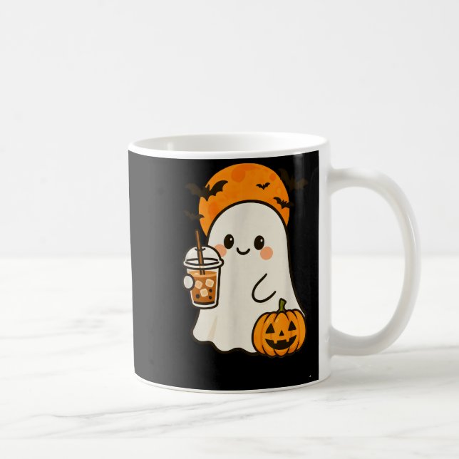 Caneca De Café Café Gelado com Fantasma Fofo e Abóbora para Hallo (Direita)