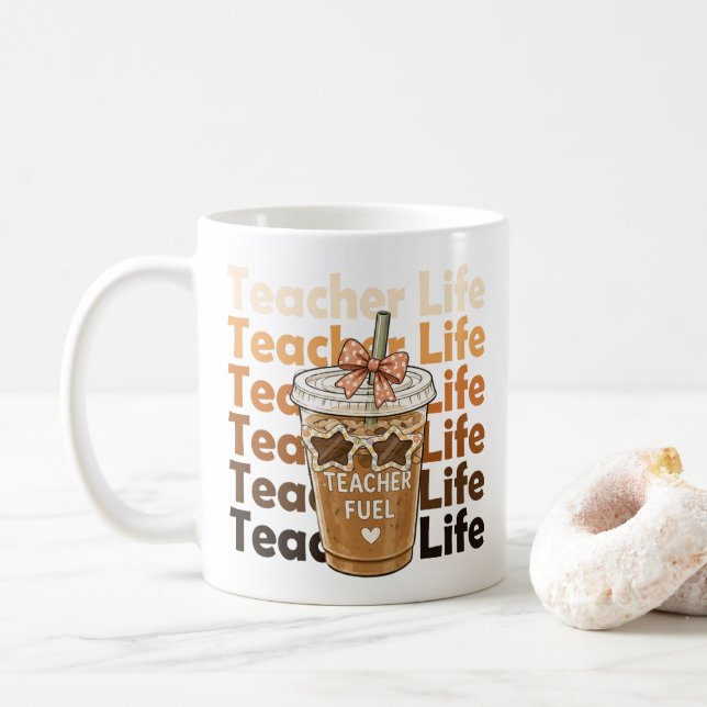Caneca De Café Café Gelado Combustível para Professores Vida de P (Com Donut)
