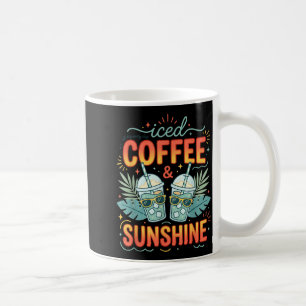 Caneca De Café Café gelado retrô & sol divertido verão