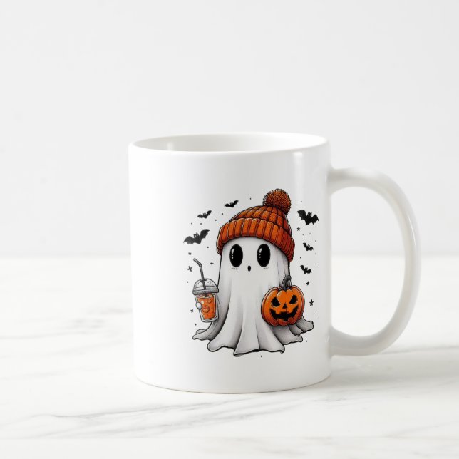 Caneca De Café Café Ghost Ghost Bebendo Bonito Café Halloween Caf (Direita)