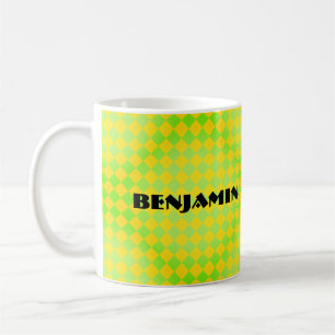 Caneca De Café Café Harlequim Amarelo Limão Verde Retro dos Anos