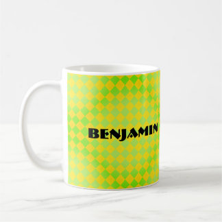 Caneca De Café Café Harlequim Amarelo Limão Verde Retro dos Anos
