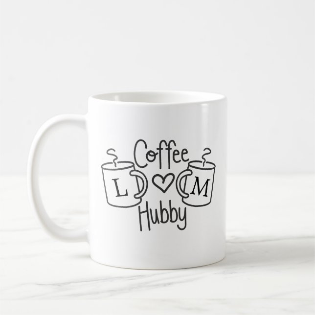 Caneca De Café Café Hubby Love Monograma Mug (Esquerda)