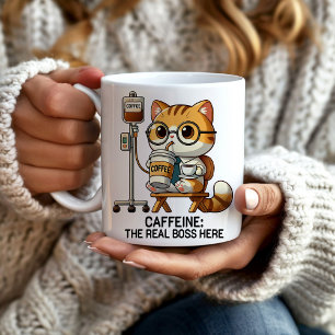 Caneca De Café Café IV Drip Caffeine Real Boss Engraçado