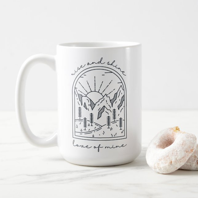 Caneca De Café Café Levantado e Brilhante (b) Mug (Com Donut)