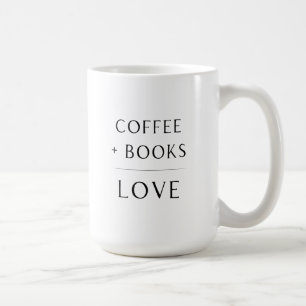 Caneca De Café Café + Livros + Mug Amor
