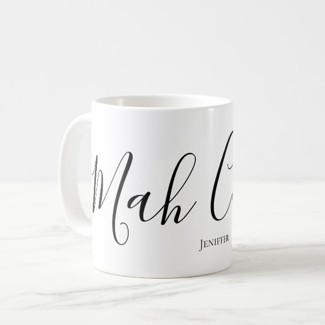 Caneca De Café Café Mah Script Personalizado Divertido de Mahjong (Frente Esquerda)