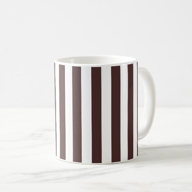 Caneca De Café Café Marrom e Listras Verticais Brancas (Frente Esquerda)