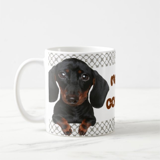 Caneca De Café Café Mmm da caneca | do Dachshund…! (Esquerda)