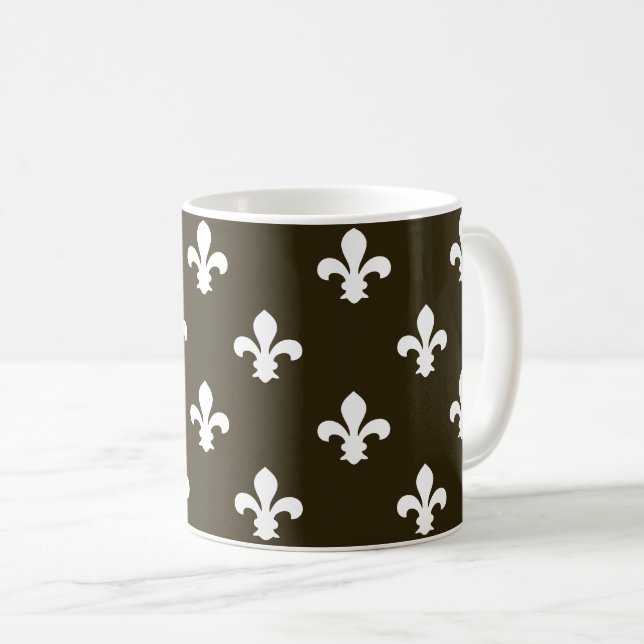 Caneca De Café Café Mocha Neutral Fleur de Lys (Frente Esquerda)