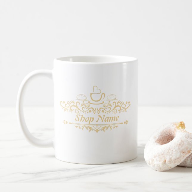 Caneca De Café Café moderno Bakery Nome personalizado de boas-vin (Com Donut)