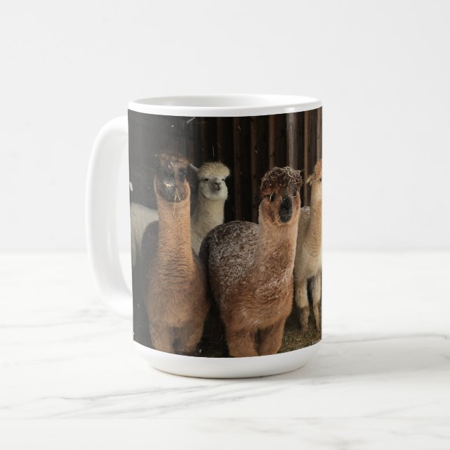 Caneca De Café Café Mug - Alpacas na neve (Frente Esquerda)