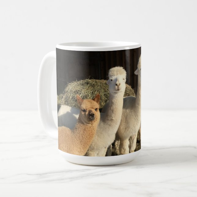 Caneca De Café Café Mug - Alpacas no Sol de inverno (Frente Esquerda)