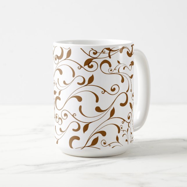 Caneca De Café Café Mug-Brown Swirls (Frente Esquerda)