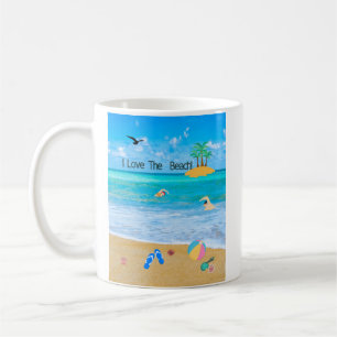 Caneca De Café Café Mug Eu Amo A Praia