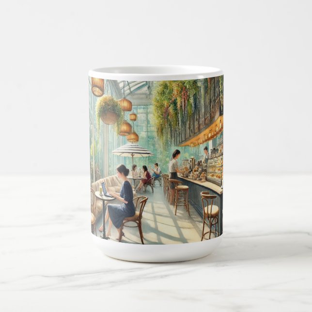 Caneca De Café Café na Pintura Watercolor de Cingapura (Centro)