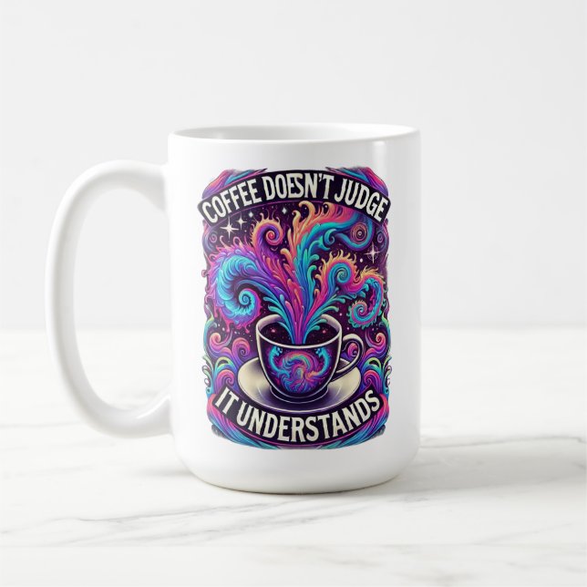 Caneca De Café Café não julga - Psychedelic Dreamscape Desi (Esquerda)