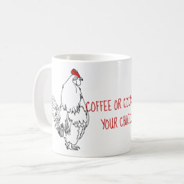 Caneca De Café Café ou Cockerel Funny Cote Desenho do Galo