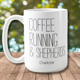 Caneca De Café Café Pastores Correndo Design de Nome Editável