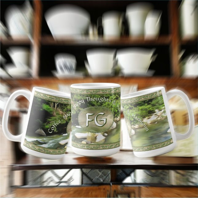 Caneca De Café Café, Pensamentos Felizes & Harmonia 0365 (Criador carregado)
