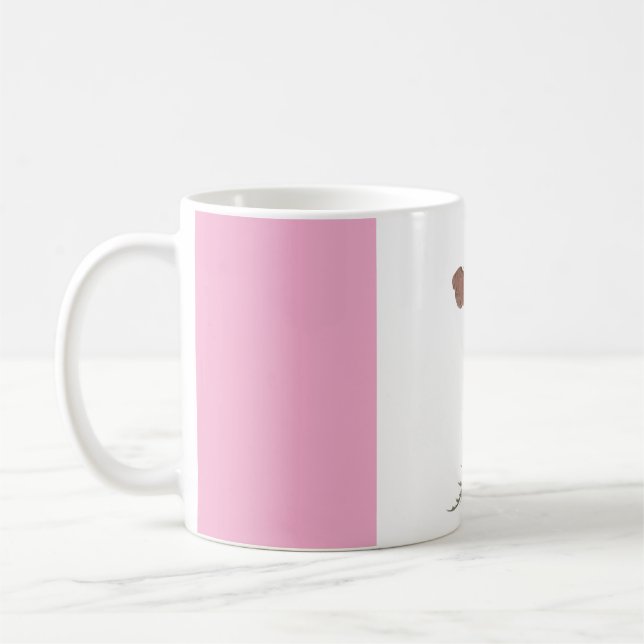 Caneca De Café Café Personalizado Moderno Abstrato Rosa e Branco (Esquerda)