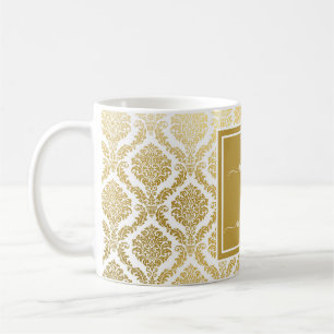Caneca De Café Café Pessoal Elegante em Dourado e Branco com Esta