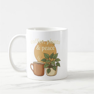 Caneca De Café Café, Plantas & Paz Estética Aconchegante