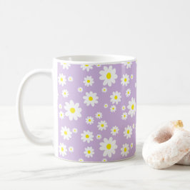 Caneca De Café Café Primavera de Padrão de Margarida Roxo