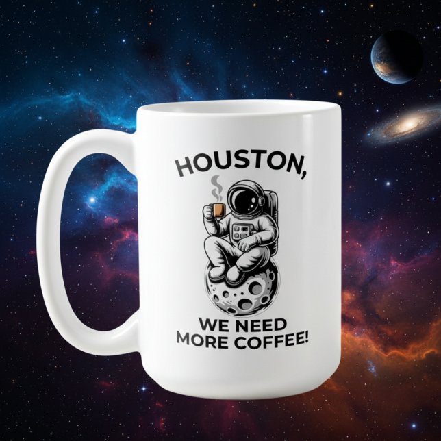 Caneca De Café Café Primeiro Então Espaço (Cosmic Caffeine: Celestial Astronaut Coffee Break Illustration)