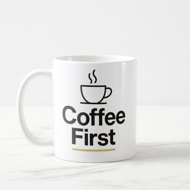 Caneca De Café Café Primeiro - Mínimo Típico Mug (Esquerda)