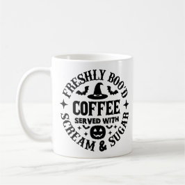 Caneca De Café Café Recém-Bué Servido com Grito e Açúcar
