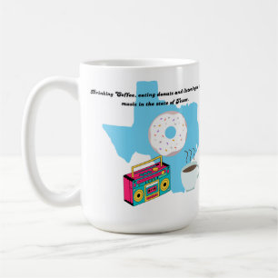Caneca De Café Café, rosquinha e Música dos anos 80 no Texas