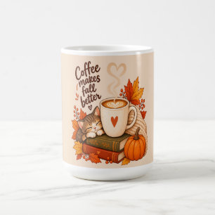 Caneca De Café Café Torna o Outono Melhor – Gato de Café de Outon