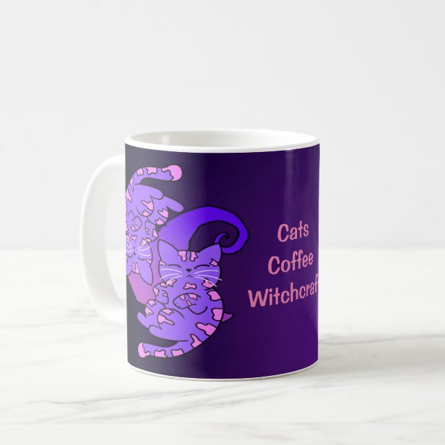 Caneca De Café Café Witchcraft Gemini Retro Neon Roxo (Frente Esquerda)