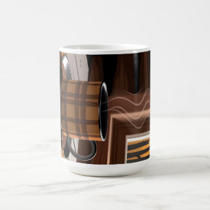 Caneca De Café Café Xadrez Cabana Arte de Casa Outono Floresta Rú