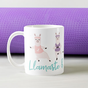 Caneca De Café Café Yoga Lhamas Monograma