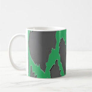 Caneca De Café Café Zebra Stripe, preto e verde, impresso em anim