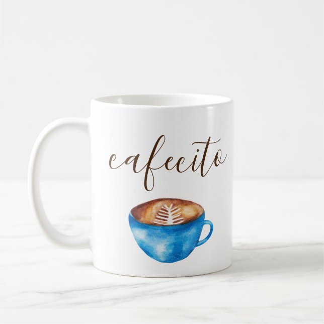 Caneca De Café Cafecito Café Mug Cubano Espresso Watercolor (Esquerda)