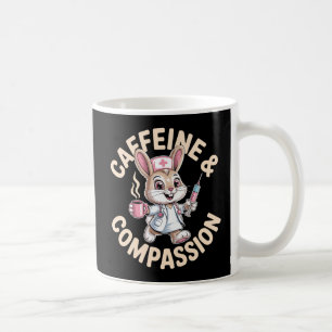 Caneca De Café Cafeína e Compaixão Bunny Enfermeira Café Fofo