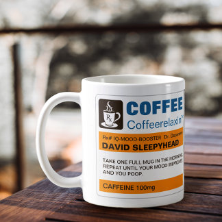 Caneca De Café Cafeína Funny Caffeine Rx Prescrição Rx Mugs