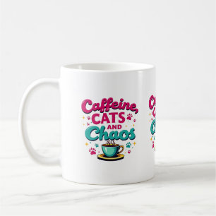Caneca De Café Cafeína, Gatos e Caos