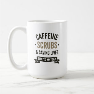 Caneca De Café Cafeína, Jalecos e Salvando Vidas Obrigado
