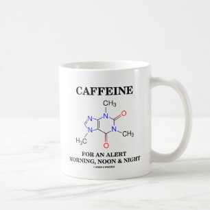 Caneca De Café Cafeína Para Uma Manhã, Meio-Dia e Noite Alerta