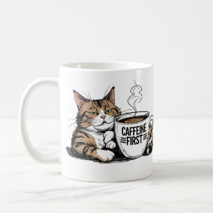 Caneca de Café 'Cafeína Primeiro' para Amantes de