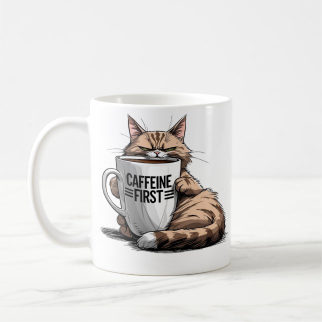 Caneca de Café 'Cafeína Primeiro' para Amantes de  (Esquerda)