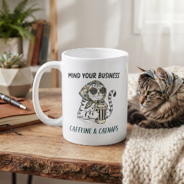 Caneca De Café Cafeína & Sonecas Gato Antigo Amante de Café