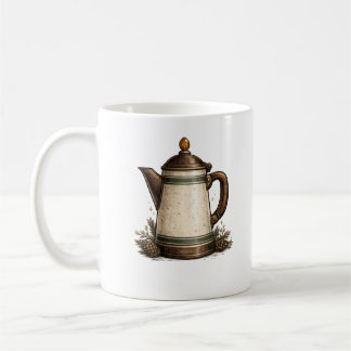 Caneca De Café Cafeteira de Esmalte Vintage