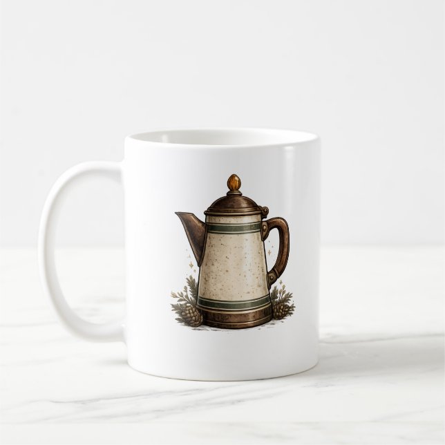 Caneca De Café Cafeteira de Esmalte Vintage (Esquerda)