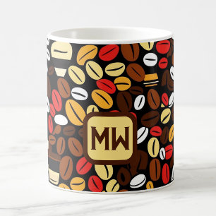 Caneca De Café Cafezais coloridos, em negrito, com grande monogra